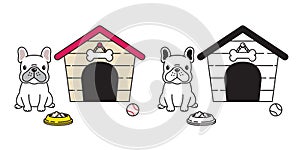 Dog vector french bulldog house ball bowl cartoon character icon logo illustration