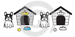 Dog vector french bulldog house bowl ball cartoon character icon logo illustration