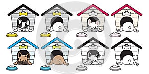 Dog vector french bulldog house bowl food bone icon logo cartoon character illustration symbol