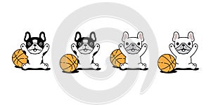 Dog vector french bulldog icon basketball sport ball toy puppy pet character cartoon symbol tattoo stamp scarf illustration clip a