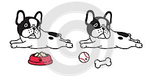 Dog vector french bulldog icon character cartoon puppy bone food bowl ball breed logo illustration doodle black