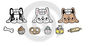 Dog vector french bulldog icon chef bakery cooking food bone puppy pet cartoon character cake symbol breed illustration design
