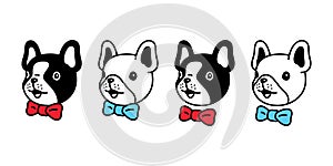 Dog vector french bulldog icon face head bow tie pet puppy cartoon character symbol doodle illustration design