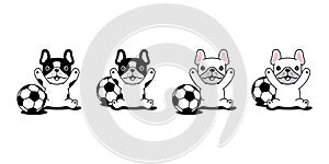 Dog vector french bulldog icon football soccer sport ball toy puppy pet character cartoon symbol tattoo stamp scarf illustration c