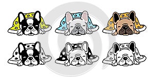 Dog vector french bulldog icon logo sleeping blanket cartoon character illustration symbol doodle