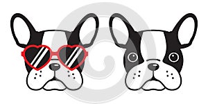 Dog vector French bulldog icon red sunglasses heart character cartoon illustration