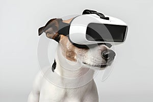 Dog in virtual reality glasses, Generative AI