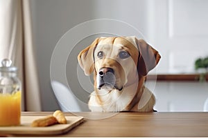 Dog waiting food. Generate Ai