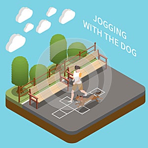 Dog Walker Isometric Concept