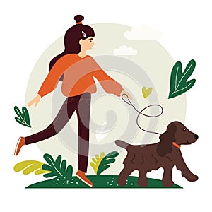 Dog walker or sitter illustration