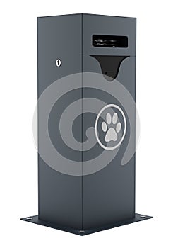 Dog waste container on white