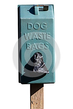 Dog waste station and bags isolated