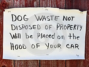 Dog waste warning sign