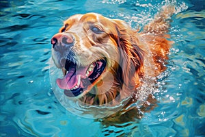 dog water vacation snorkeling fun underwater funny swimming pool puppy. Generative AI.