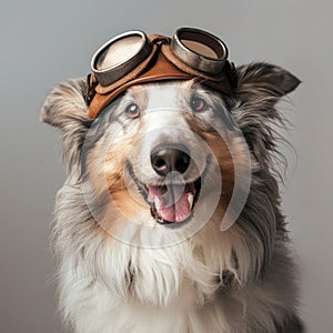 Dog Wearing Aviator Goggles