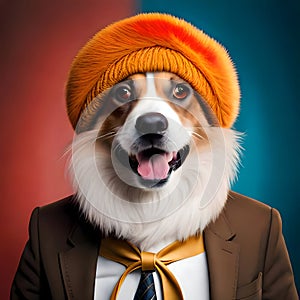 Dog wearing clothes looking cute - ai generated image