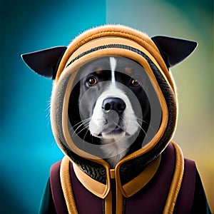 Dog wearing clothes looking cute - ai generated image