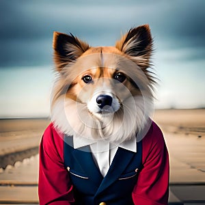 Dog wearing clothes looking cute - ai generated image
