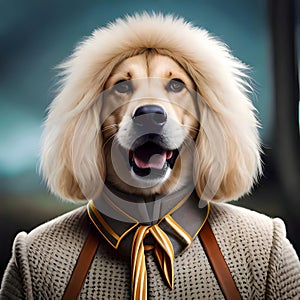 Dog wearing clothes looking cute - ai generated image