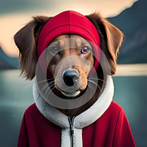 Dog wearing clothes looking cute - ai generated image