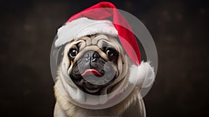 A dog wearing a Santa hat