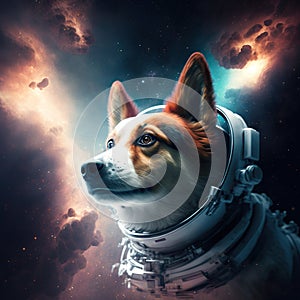 A dog wearing a space suit. Generative AI