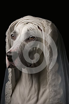 Dog wearing a veil