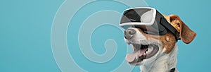 dog wearing VR glasses, AI generated