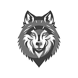 Dog wolf coyote muzzle head with eyes ears nose furry predator vintage icon design vector