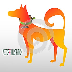 Dog yellow with a collar for the new year 2018 for background, label, logo, emblem ...