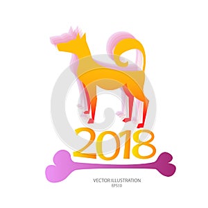 The dog is yellow for the new year 2018 for the background, label, logo, emblem .