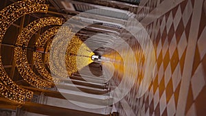 Doge Palace with colorful tile floor and lights on ceiling