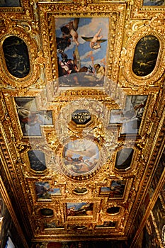 Interior The Doge`s Apartments in the Doge Palace Venice Italy