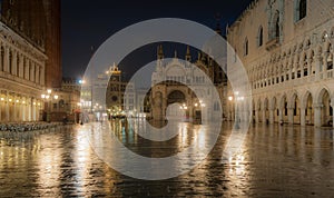 Doge's Palace at night, Venice, Italy