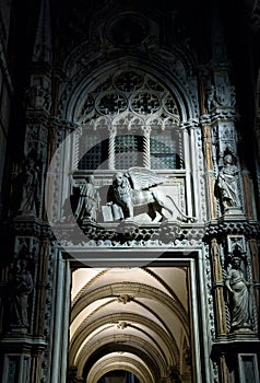 Doge`s Palace or Palazzo Ducale at night, Venice, Italy. It is a famous landmark of Venice