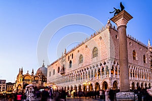 Doge`s Palace and St. Mark`s Basilica in Venice, Italy.