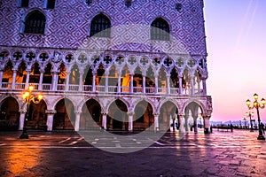 He Doge`s Palace in Venice at dawn