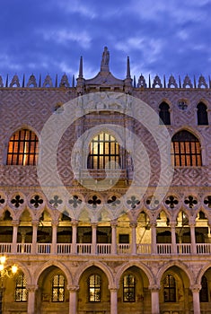 Doge's Palace in Venice sunrise detail