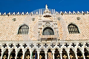 Doge's Palace in Venice sunrise detail