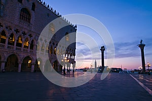 Doges Palace at dawn in Venice