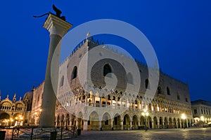 Doges Palace at dusk in Venice