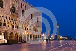 Doges Palace at dusk in Venice