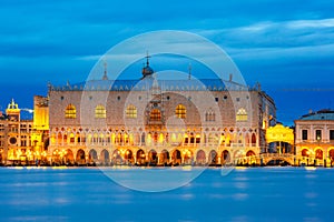 Doges Palace and Ponte dei Sospiri, night, Venice