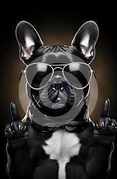 Doggy dog cute happy french bulldog sunglasses animal pets puppy