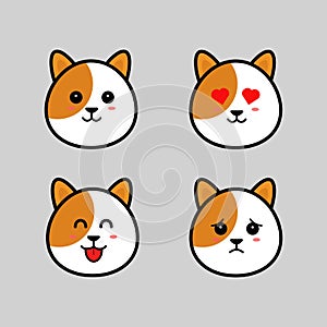 Four cute faced dog icons