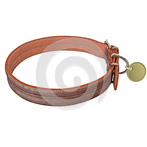 Doggy leather collar on an isolated white background. 3d illustration
