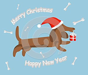 Doggy New Year and Christmas greeting card