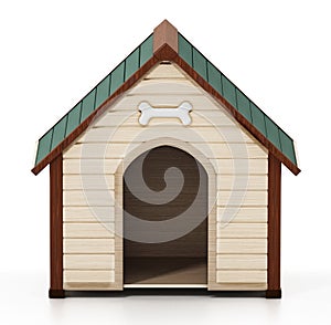 Doghouse isolated on white background. 3D illustration