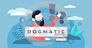 Dogmatic vector illustration. Flat tiny absolute true faith persons concept photo