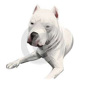 Dogo Argentino, Argentine Dogo, Argentine Mastiff dog digital art illustration isolated on white background. Argentina origin